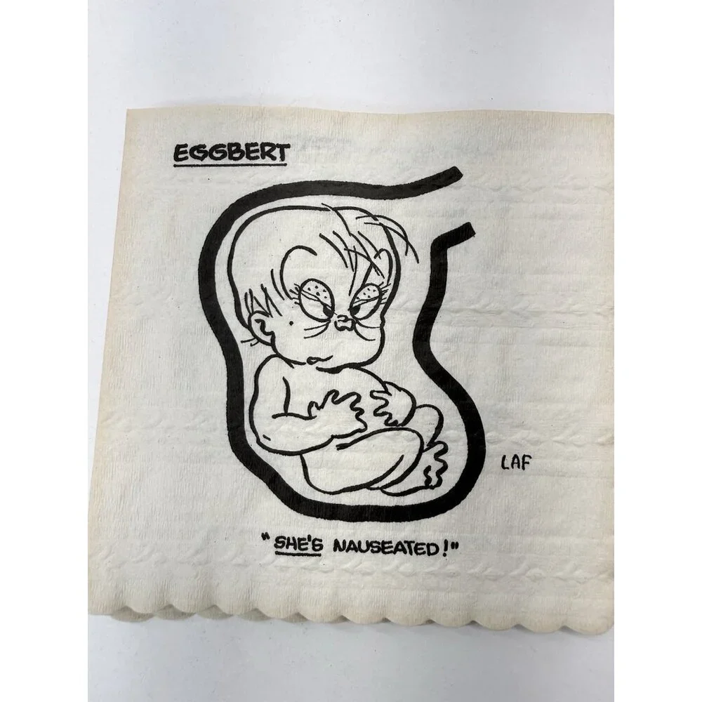 Vintage 1959 Eggbert  LAF Cartoon Cocktail Napkins Complete Set In Original Box